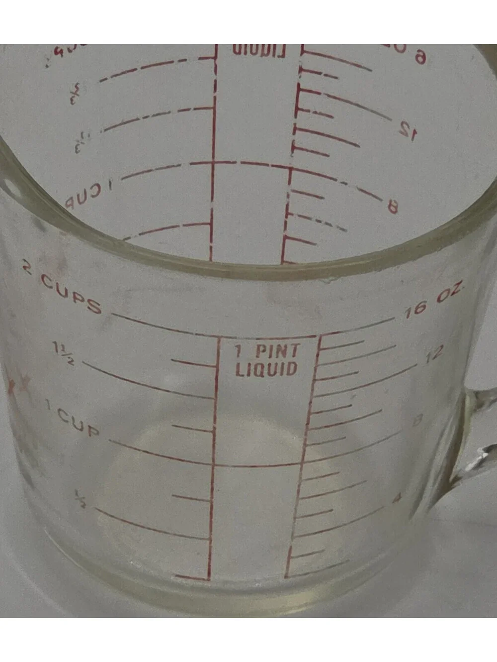 Vintage PYREX 516 2 Cup 1 Pint Red Letter Glass Measuring Cup USA Made 1940s
